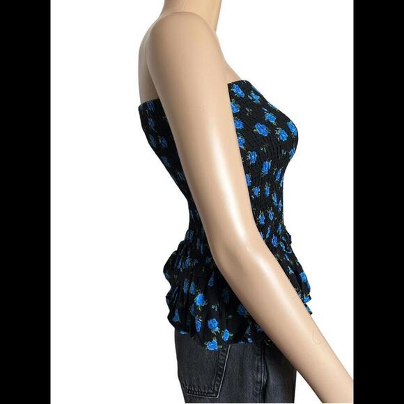 Floral Strapless Peplum Top - Picture 2 of 4